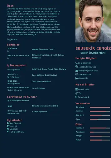 Sınıf Öğretmeni Cv Örnekleri cv indir
